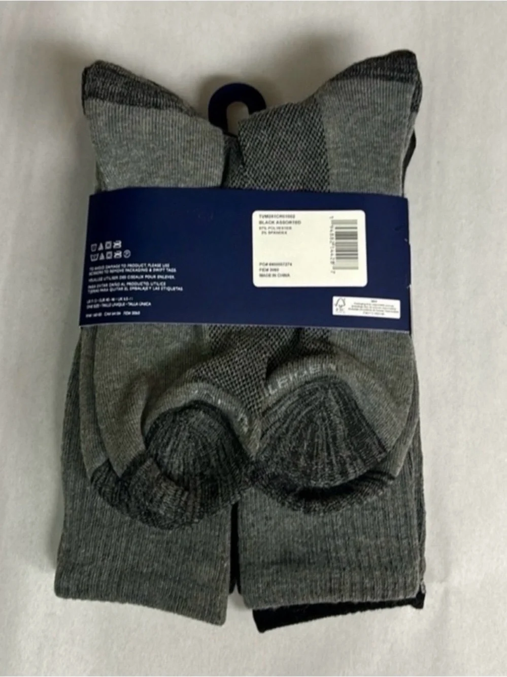 New Tommy Hilfiger Socks Men’s 5 Pairs Black & Gray Cushion Crew Socks Casual